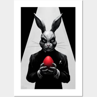 Dark bunny with red egg Posters and Art